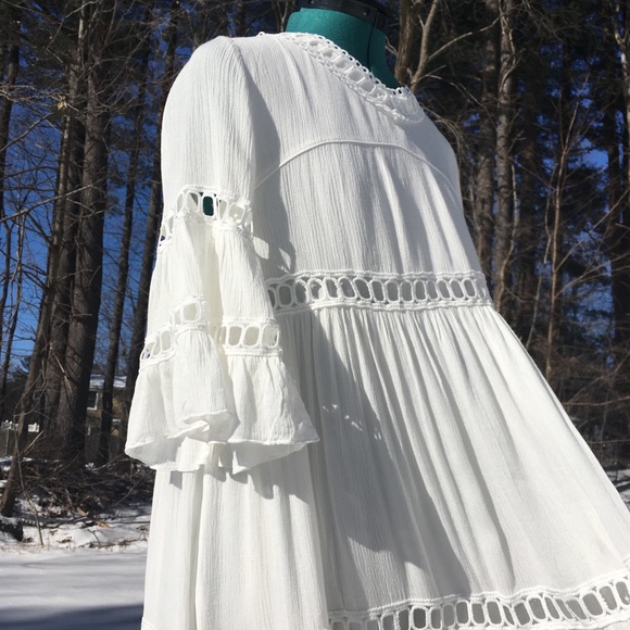 🌸Boho Crochet Lace Trim Babydoll Dress - Picture 2 of 8